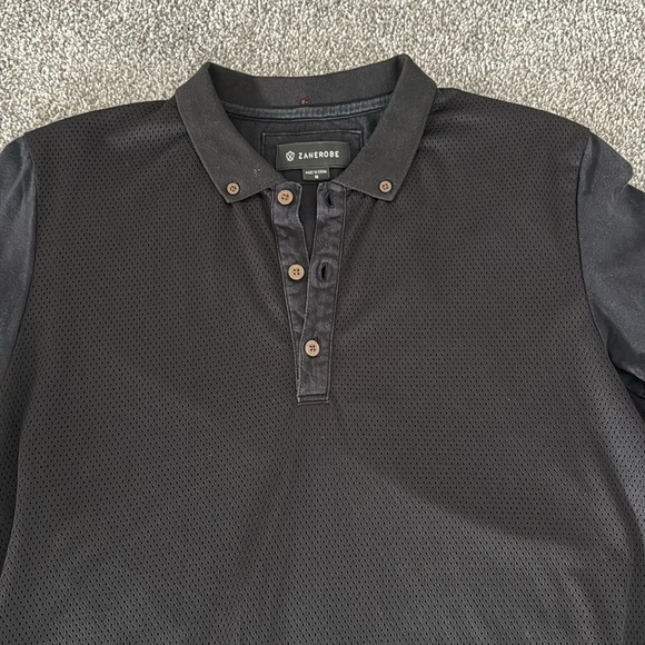 Men’s long polo mesh and fabric mix - Picture 3 of 5